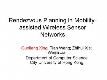 Rendezvous Planning in Mobilityassisted Wireless Sensor Networks