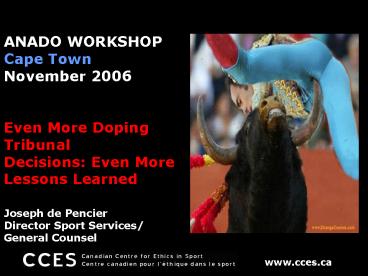 Doping is fundamentally contrary to the spirit of sport