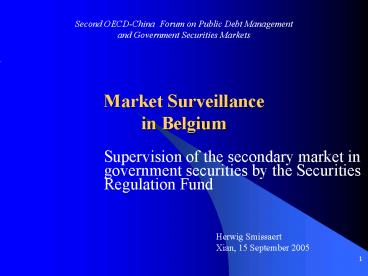 Market Surveillance in Belgium