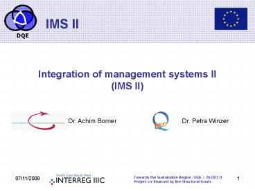 Integration of management systems II IMS II
