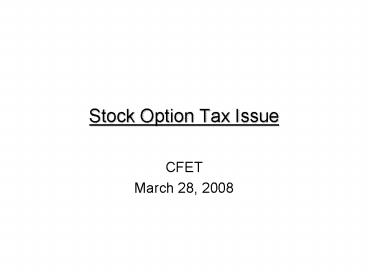 Stock Option Tax Issue