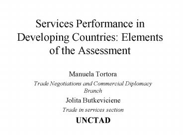 Services Performance in Developing Countries: Elements of the Assessment