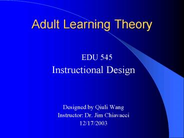 Adult Learning Theory