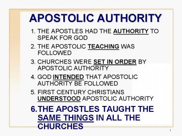APOSTOLIC AUTHORITY