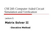 CSE 245: Computer Aided Circuit Simulation and Verification