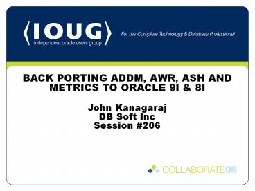 John Kanagaraj DB Soft Inc Session