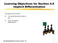 Learning Objectives for Section 4.5 Implicit Differentiation PowerPoint PPT Presentation