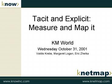 Tacit and Explicit: Measure and Map it