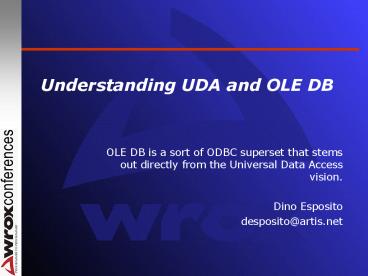 Understanding UDA and OLE DB