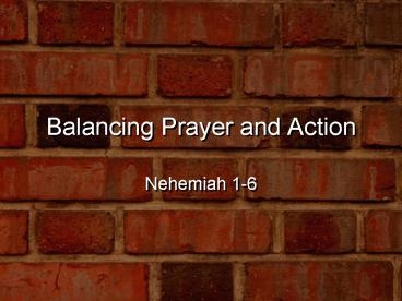 Balancing Prayer and Action