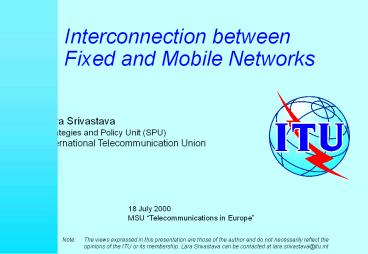 Introduction to the work of the ITU
