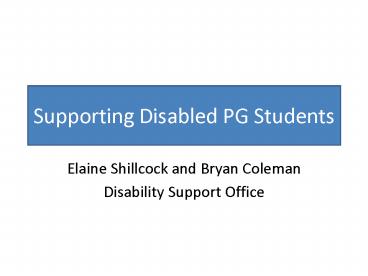 Supporting Disabled PG Students