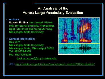 An Analysis of the Aurora Large Vocabulary Evaluation