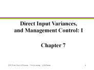 Direct Input Variances, and Management Control: I
