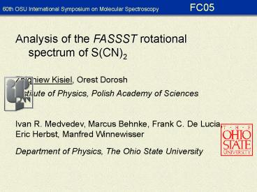 FC05, 60th OSU Symposium