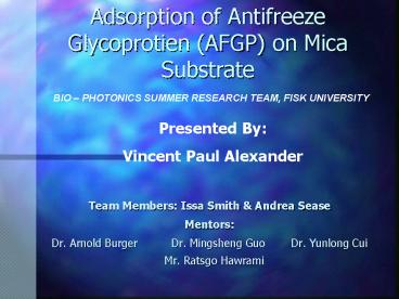 Adsorption of Antifreeze Glycoprotien AFGP on Mica Substrate