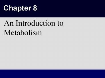 An Introduction to Metabolism