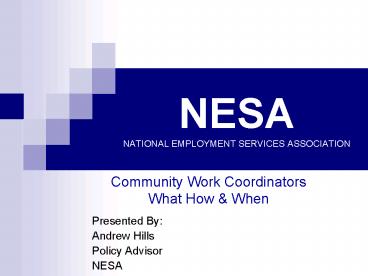 NESA NATIONAL EMPLOYMENT SERVICES ASSOCIATION
