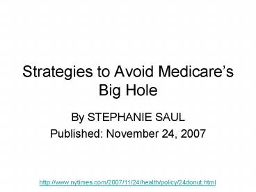 Strategies to Avoid Medicares Big Hole