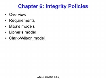 Chapter 6: Integrity Policies