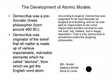 The Development of Atomic Models