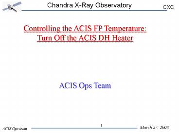 Controlling the ACIS FP Temperature: