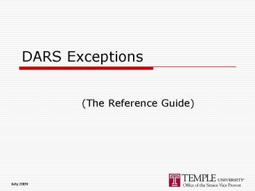DARS Exceptions