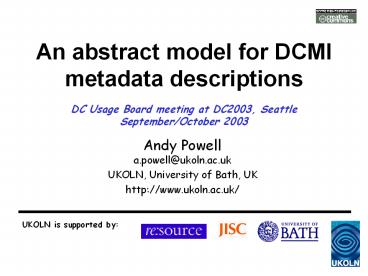 An abstract model for DCMI metadata descriptions
