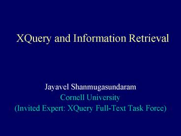 XQuery and Information Retrieval