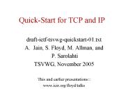 Quick-Start for TCP and IP