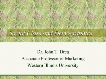 Social Class and Demographics