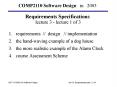 COMP2110 Software Design in 2003 Requirements Specifications lecture 3 lecture 1 of 3 PowerPoint PPT Presentation