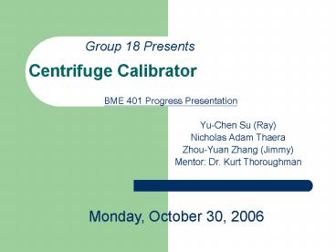 Centrifuge Calibrator