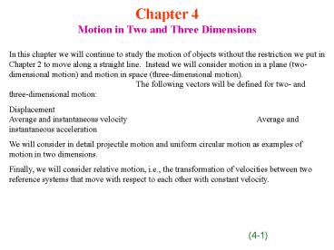 Motion in Two and Three Dimensions
