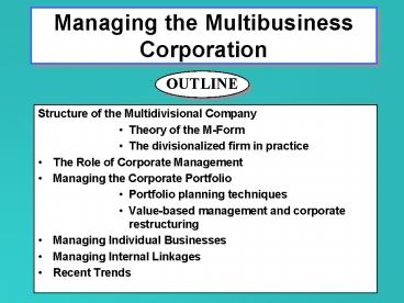 Managing the Multibusiness Corporation