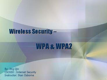 Wireless Security WPA