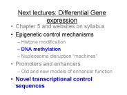 Next lectures: Differential Gene expression
