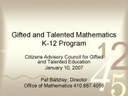 Gifted and Talented Mathematics K-12 Program