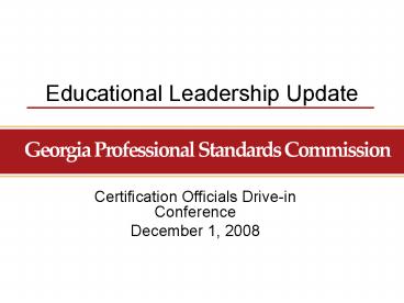 Educational Leadership Update