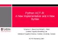 Python ACTR: A New Implementation and A New Syntax PowerPoint PPT Presentation