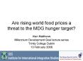 Are rising world food prices a threat to the MDG hunger target? PowerPoint PPT Presentation