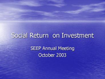 Social Return on Investment
