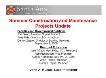 Summer Construction and Maintenance Projects Update