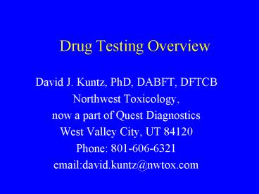 Drug Testing Overview