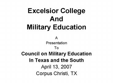 Excelsior College And Military Education