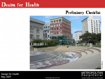 Preliminary Checklist