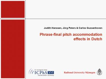 Phrasefinal pitch accommodation effects in Dutch