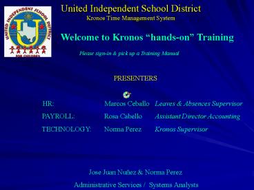 United Independent School District Kronos Time Management System