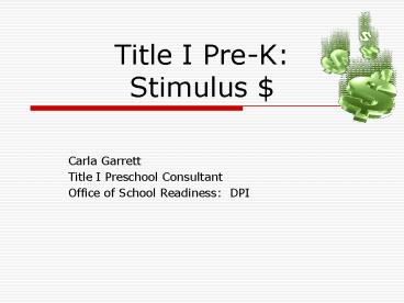 Title I Pre-K:  Stimulus $