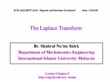The Laplace Transform